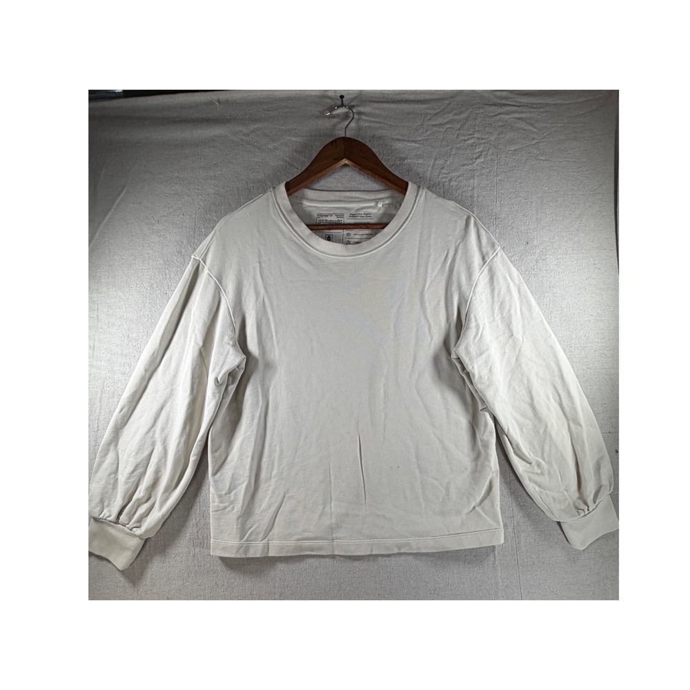 Patagonia Long Sleeve Top Womens Small Cream Organic Cotton Relaxed Crewneck